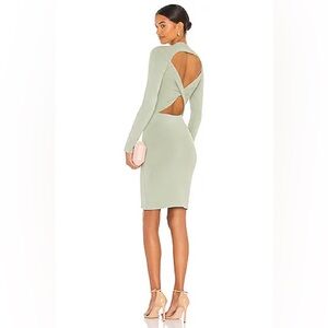 $465 Estelle Twist Back Mini Dress in Sage ALICE + OLIVIA